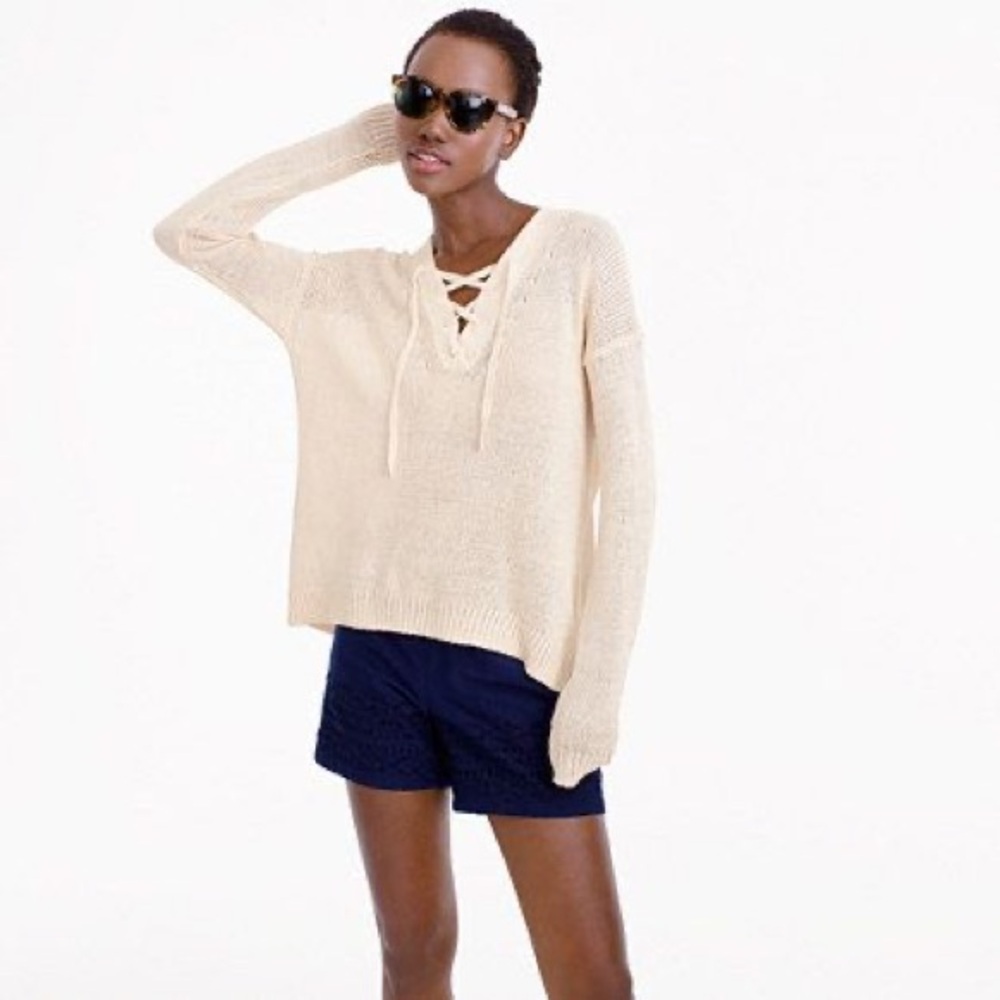 J.Crew linen sweater open knit EUC